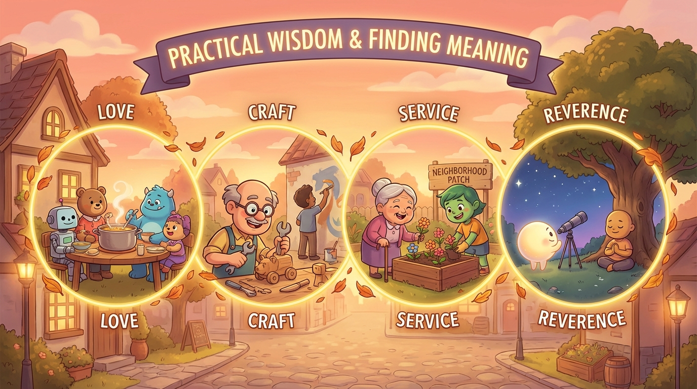 Pixar style infographic about practical wisdom