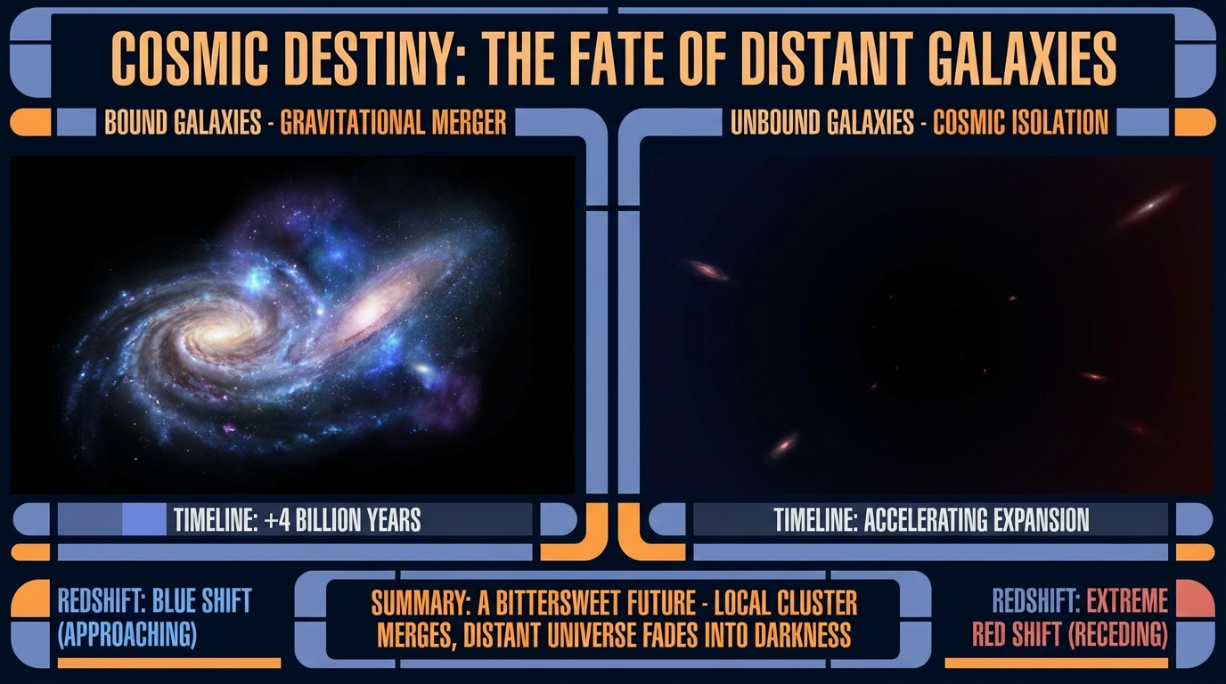 Fate of distant galaxies