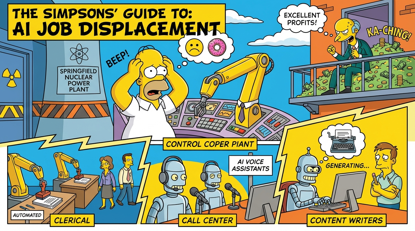 Simpsons style infographic about AI job displacement
