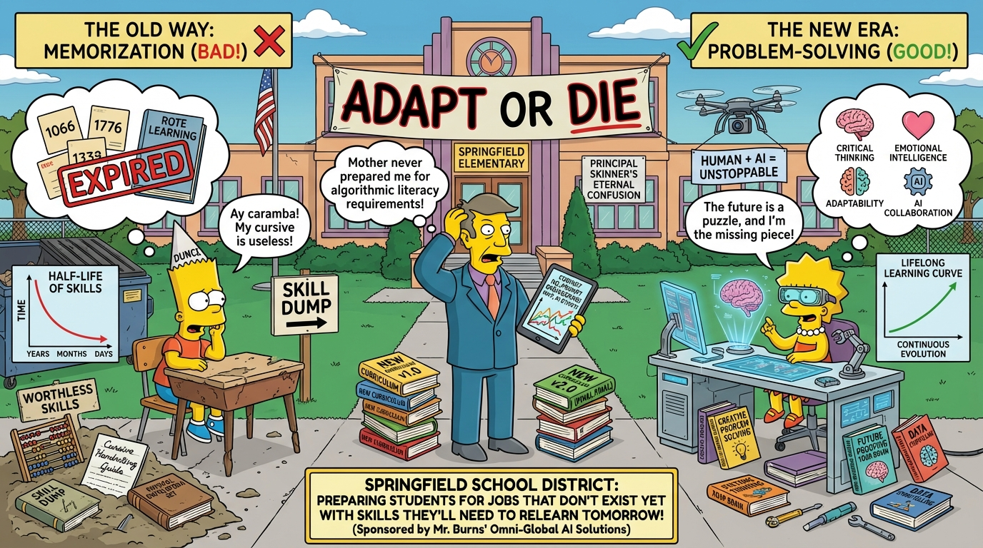 Simpsons style infographic about education and skills