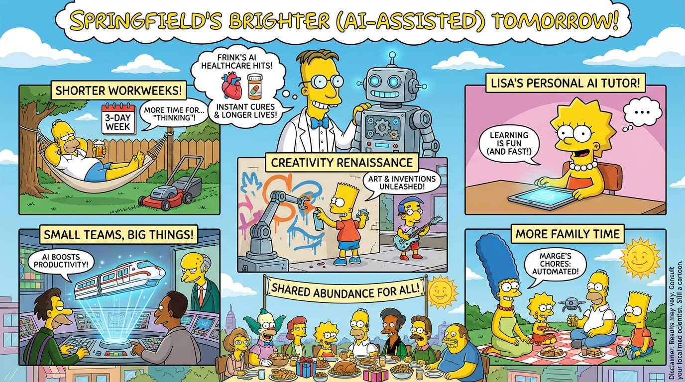 Simpsons style infographic about positive AI possibilities