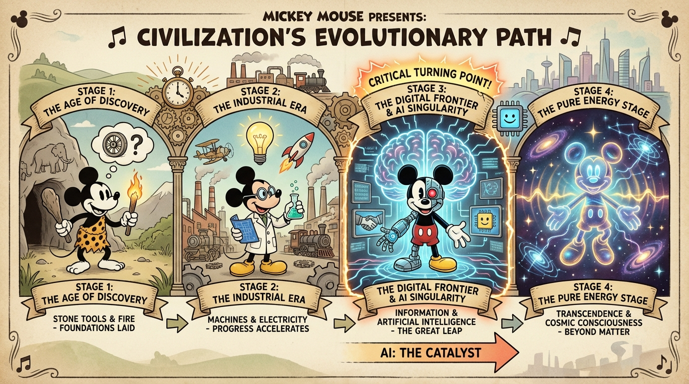 Civilization evolution through AI phase transition